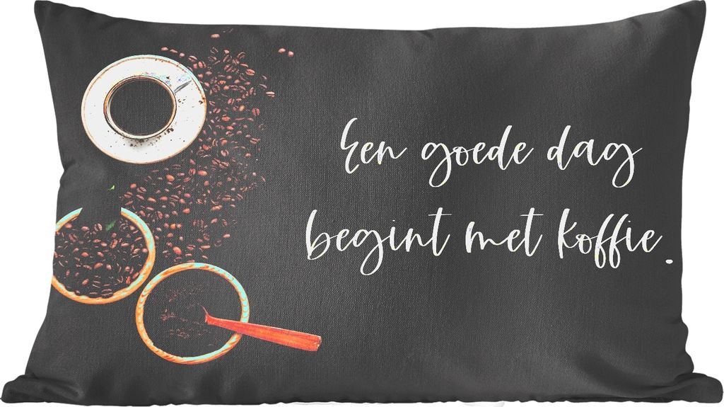MuchoWow Zierkissen Sofakissen Wohnzimmer Dekokissen 50x30 cm Sprichwörter - Ein guter Tag beginnt mit Kaffee - Zitate - Kaffee - Wohnzimmerdeko...