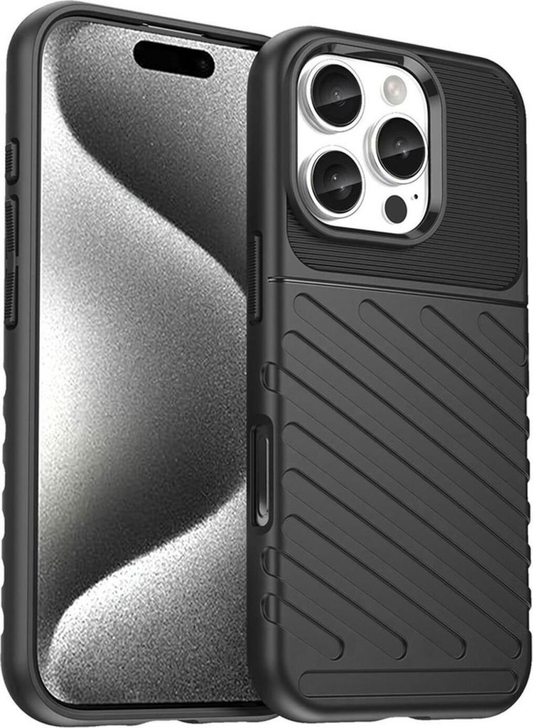 Conie Schutzhülle für iPhone 16 Pro Tasche Silikon Case Muster Cover Bumper TPU Hülle in Schwarz