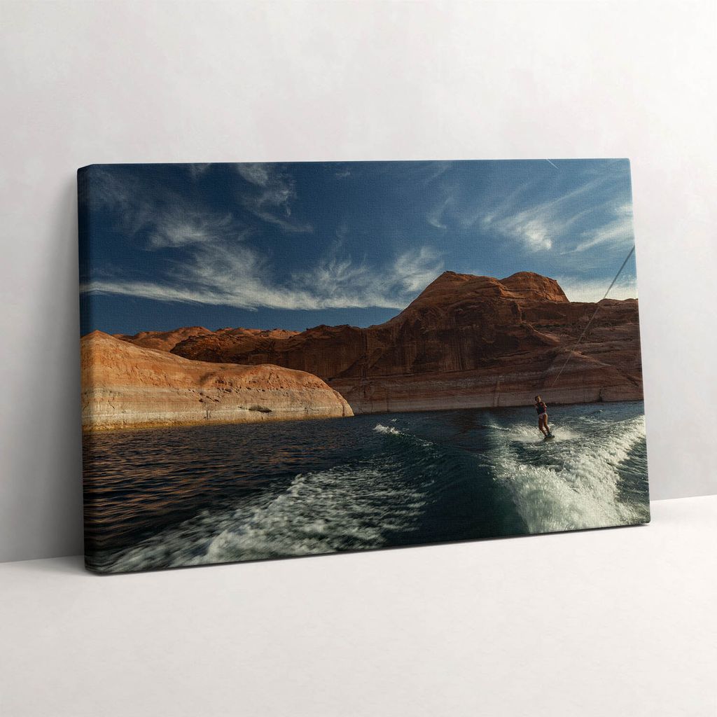 Person beim Wasserski – Leinwandbild Wandbild – 30x20 cm – Leinwandbilder – Wandbilder – Schlafzimmer – Flur
