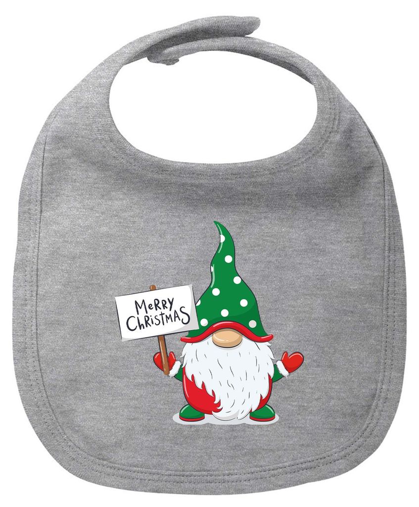 Huuraa Baby Lätzchen Wichtel Merry Christmas Heather Grey Klettverschluss Baumwolle Latz Geschenkidee