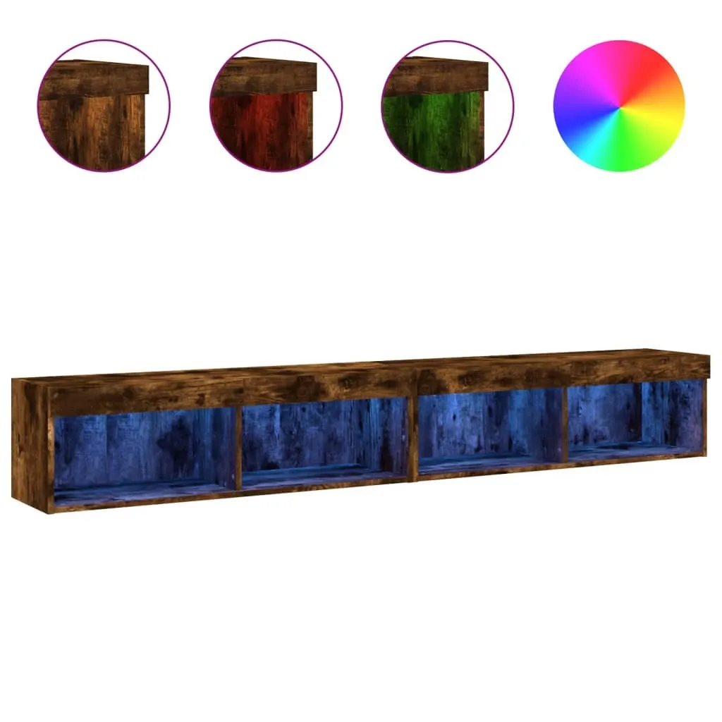 Mobili TV con luci LED 2 pz. Rovere fumé 100x30x30 cm