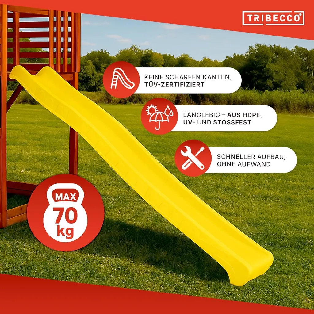 Toboggan 3m pour plateforme 150cm - Modèle robuste pliable - Jaune - 9