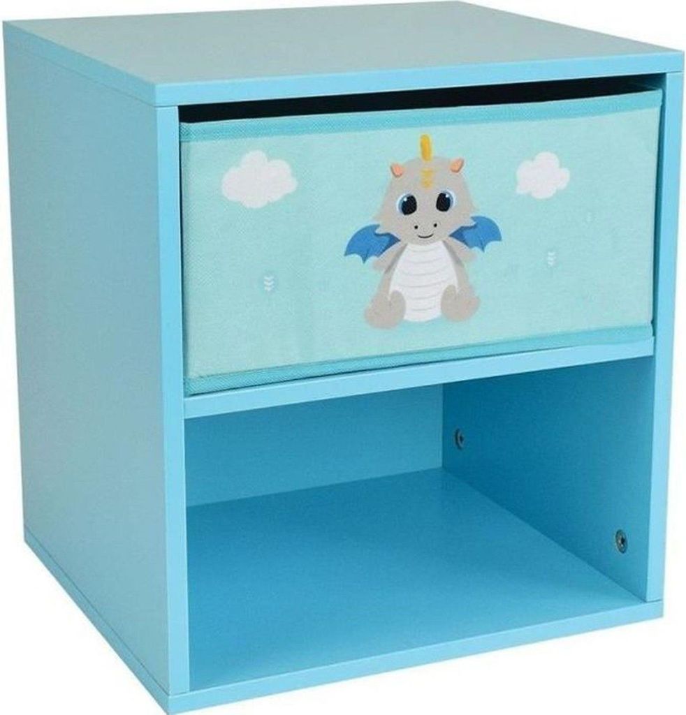 Kindernachttisch mit Schublade, 36 x 33 x 30 cm, Leo der Drache