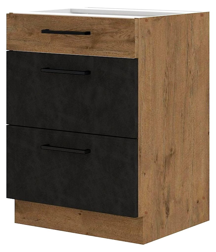 Vigo Unterschrank 60 cm Eiche Lancelot Matera Grau Vollauszug Soft-Close