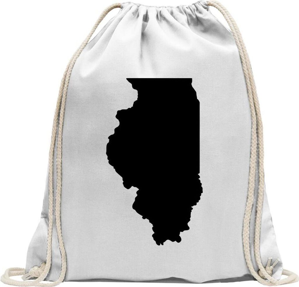 Kiwistar - Turnbeutel - weiss - USA - Illinois Springfield - Fun Rucksack Sport Beutel Gymsack Baumwolle mit Ziehgurt