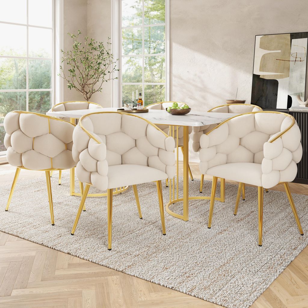 Fortuna Lai Samtstühle (6 Stück), Wohnzimmerstühle, Esszimmerstühle, Make-up-Stühle, Stühle im modernen Modestil, vergoldete Eisenbeine, bei...