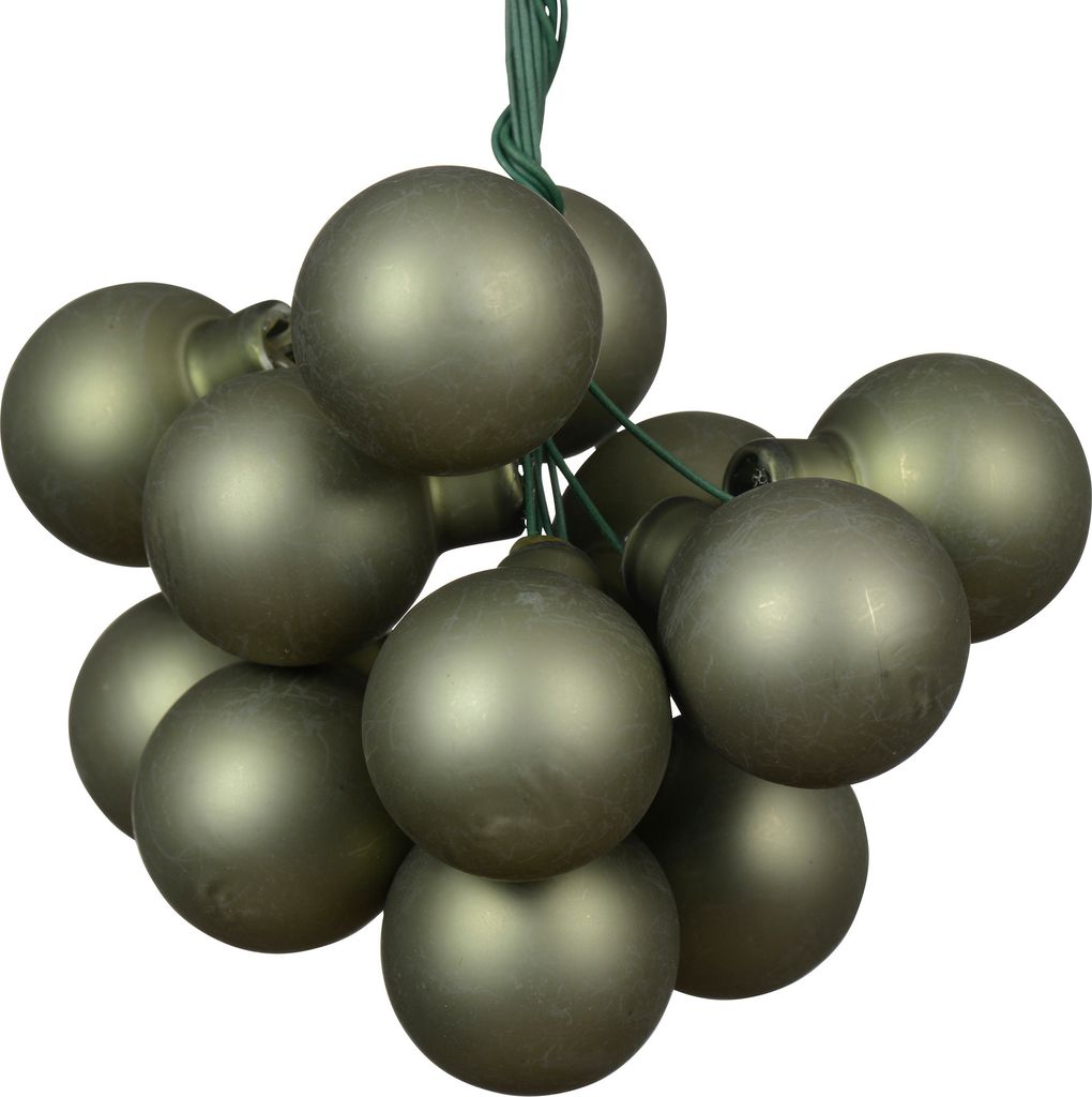 Weihnachtskugeln am Draht 2cm Glas 12 Stück - Rosmarin matt