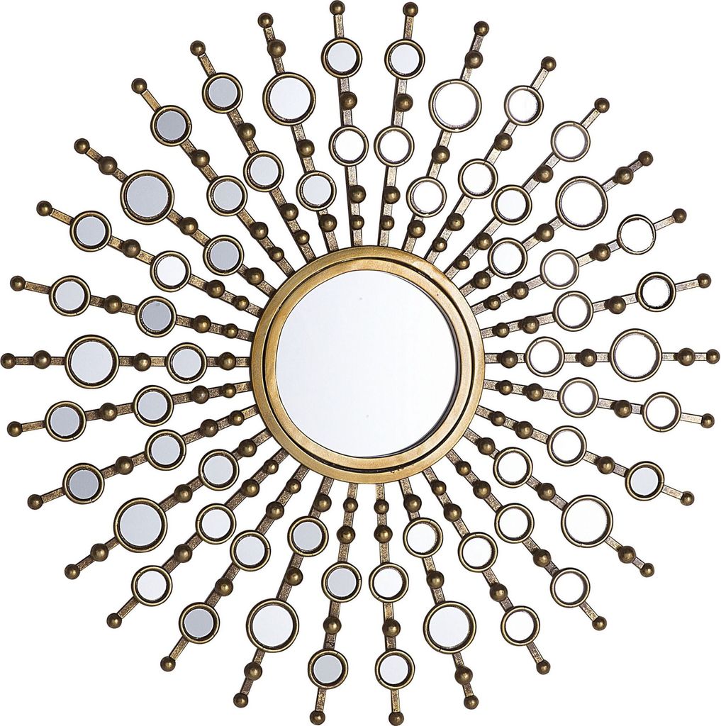 BELIANI Wandspiegel Gold Metall Glas Rund 70 cm Sonnenmuster Retro