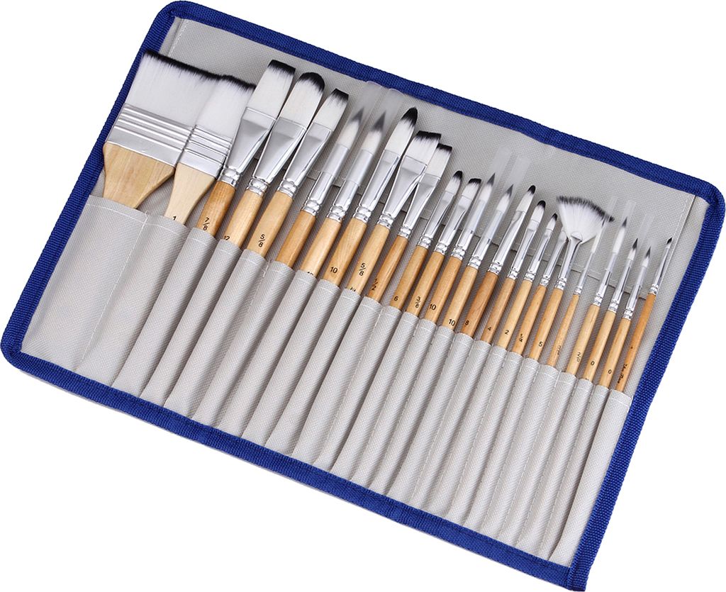 24-teiliges Pinsel Set Kit Kuenstler Professionelle Pinsel Rundpinsel mit Nylonhaar fuer Acryl Aquarell Gouache Schminken Tolles Zeichenzubehoer fu...