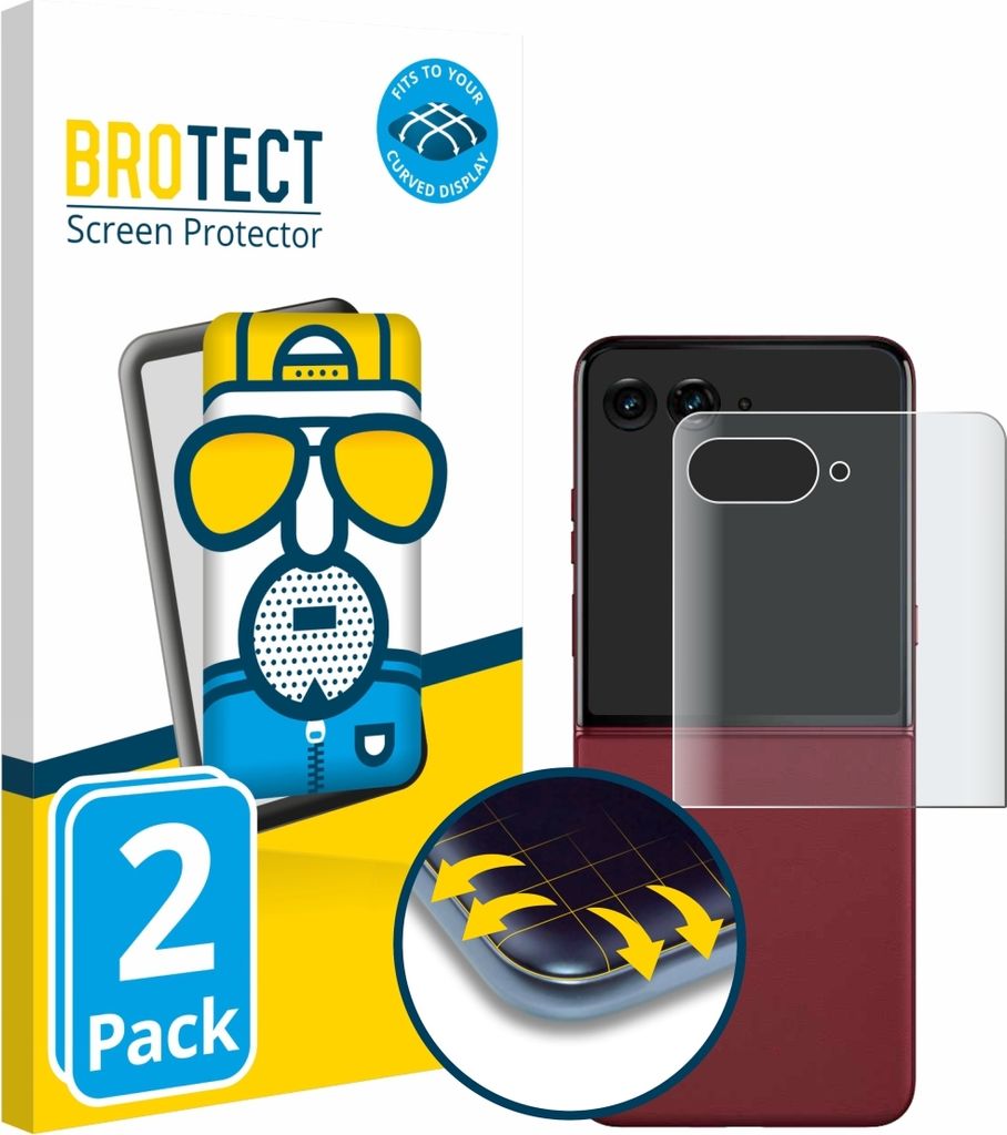 2x BROTECT Fullscreen Schutzfolie für Motorola Razr 60 Ultra (Hinteres Display) Displayschutz Folie Fullcover Matt Entspiegelungsfolie