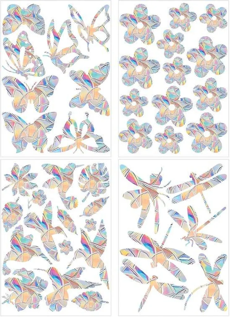Film électrostatique anti-collision oiseaux aux reflets arc-en-ciel 3D