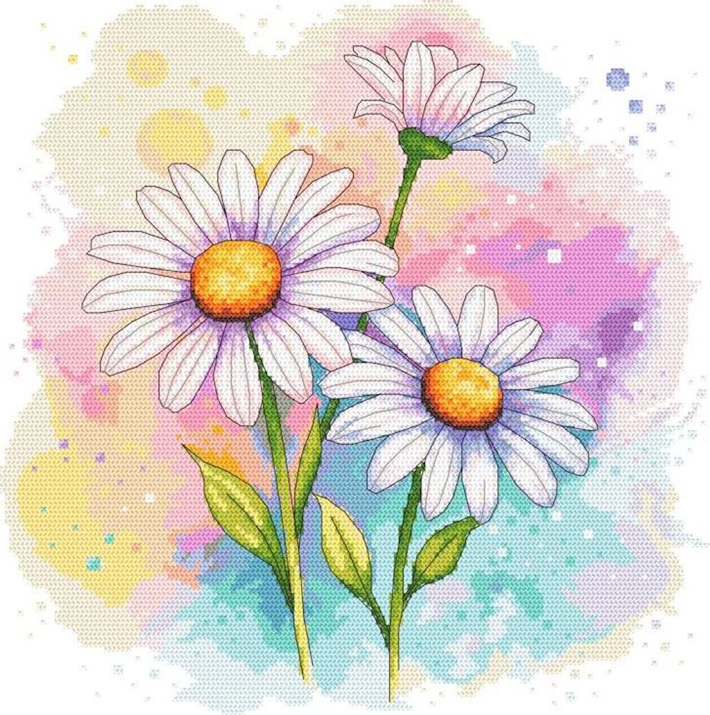 Stickset - Aquarell-Gänseblümchen