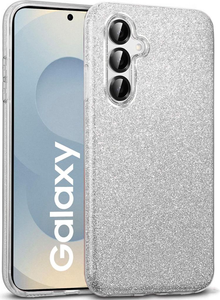 Handy Case für Samsung Galaxy S25 Hülle Glitzer Cover TPU Schutzhülle, Silber