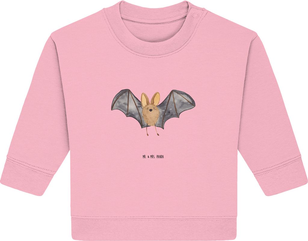 Mr. & Mrs. Panda Organic Baby Pullover Fledermaus Flügel 6. - 12. Monat - Baumwolle Pink - Geschenk, Bullover, Lustige Sprüche