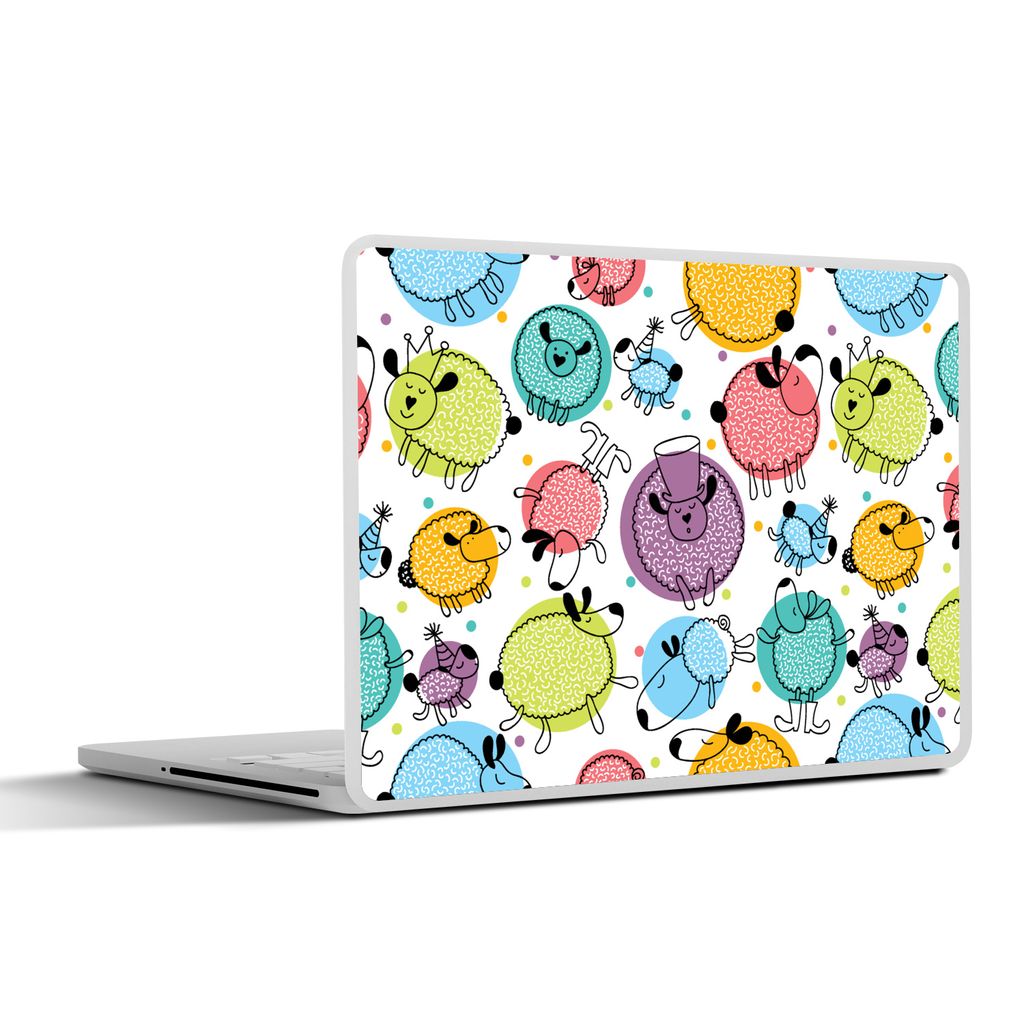 MuchoWow Laptop Aufkleber Sticker Cover Schafe - Punkte - Muster 32.5x23.5 cm - Sticker für Laptop - Selbstklebend