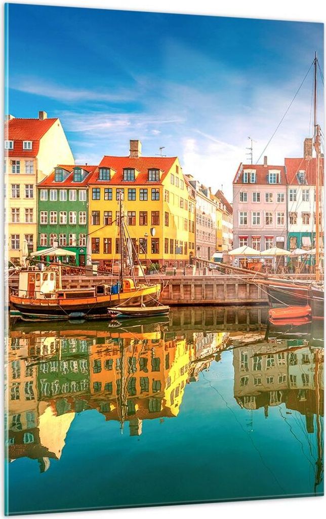 Bilder auf glas - Einteilig - Segelboote Wasser Architektur Hafen - 50x70cm - Glasbilder - Wandbilder - Bilder - Wanddekoration aus Glas - Glas Bil...