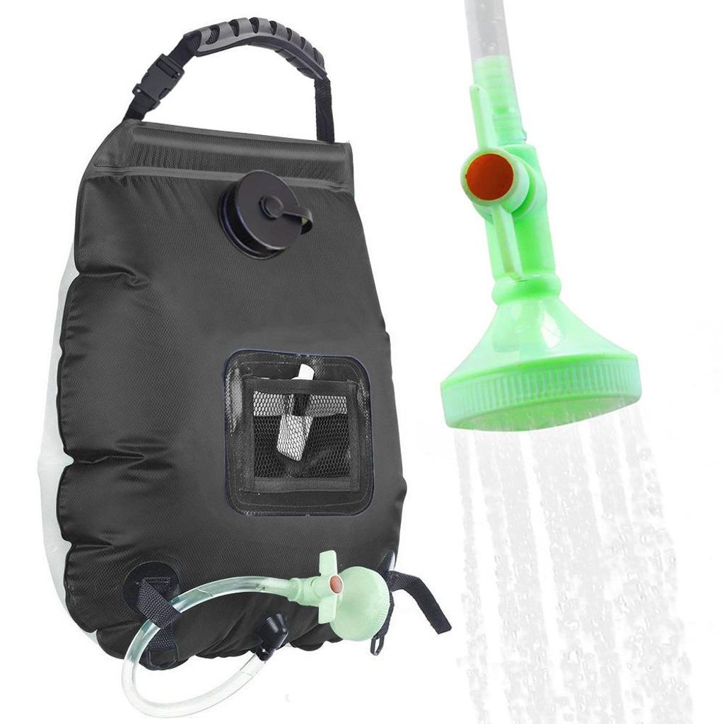 Zimilo 20L Solar-Dusche Camping Duschsack, Tragbarer Outdoor Duschbeutel, Solardusche mit Temperaturanzeige, Faltbarer Solarbags für Reisen, Grün