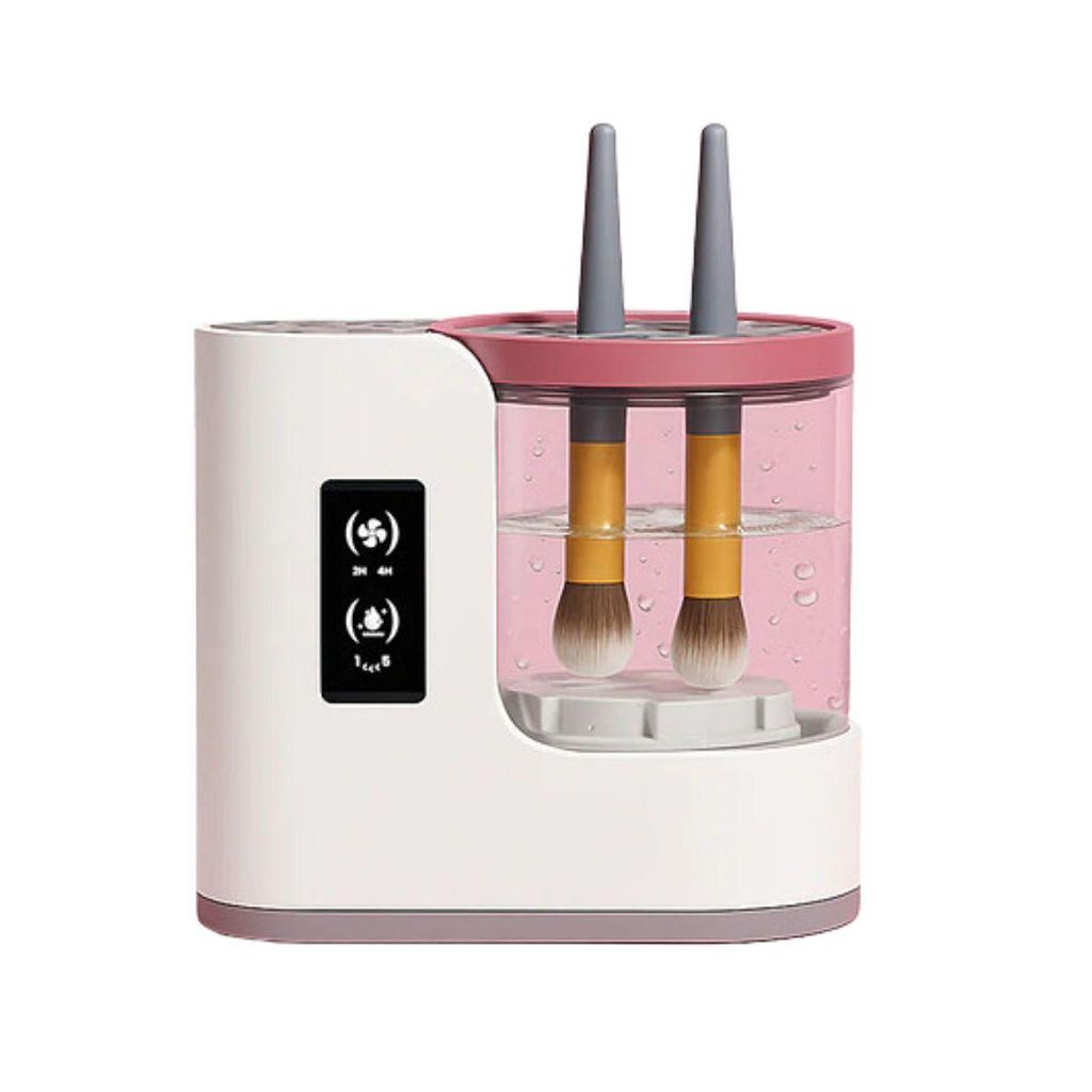 Automatischer Make-Up Pinselreiniger mit Trocken- und Produktbild 