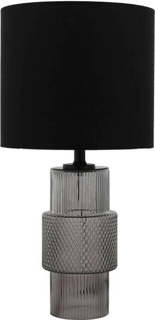 HOME DELUXE Große Tischlampe aus Glas YUKI - Rauchgrau | Produktbild 