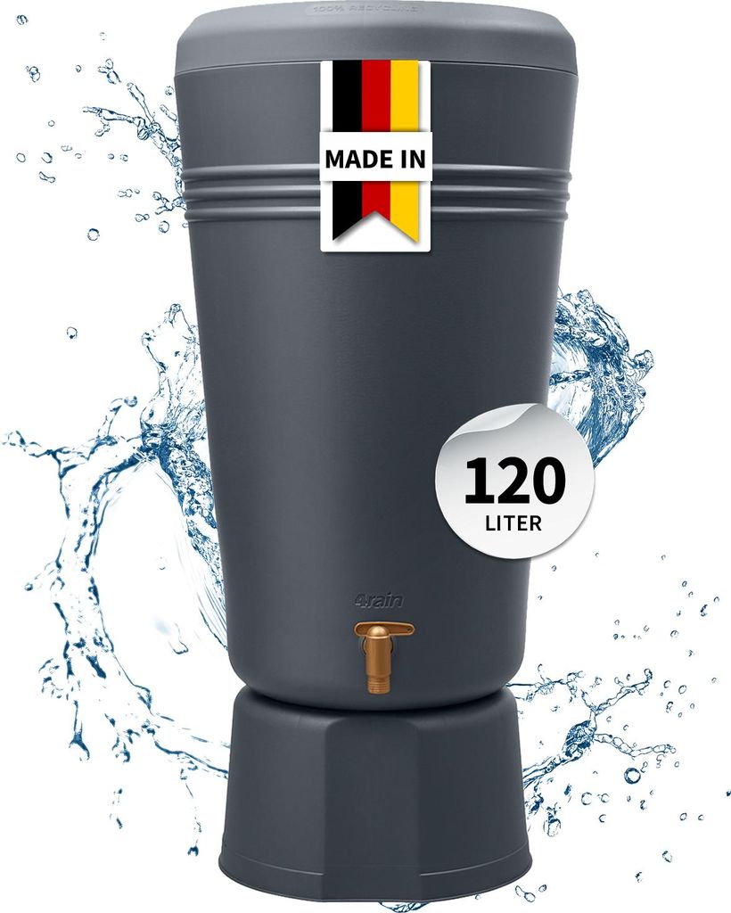 Regenspeicher Azura 2in1 graphite grey 120 l, mit Sockel Produktbild 