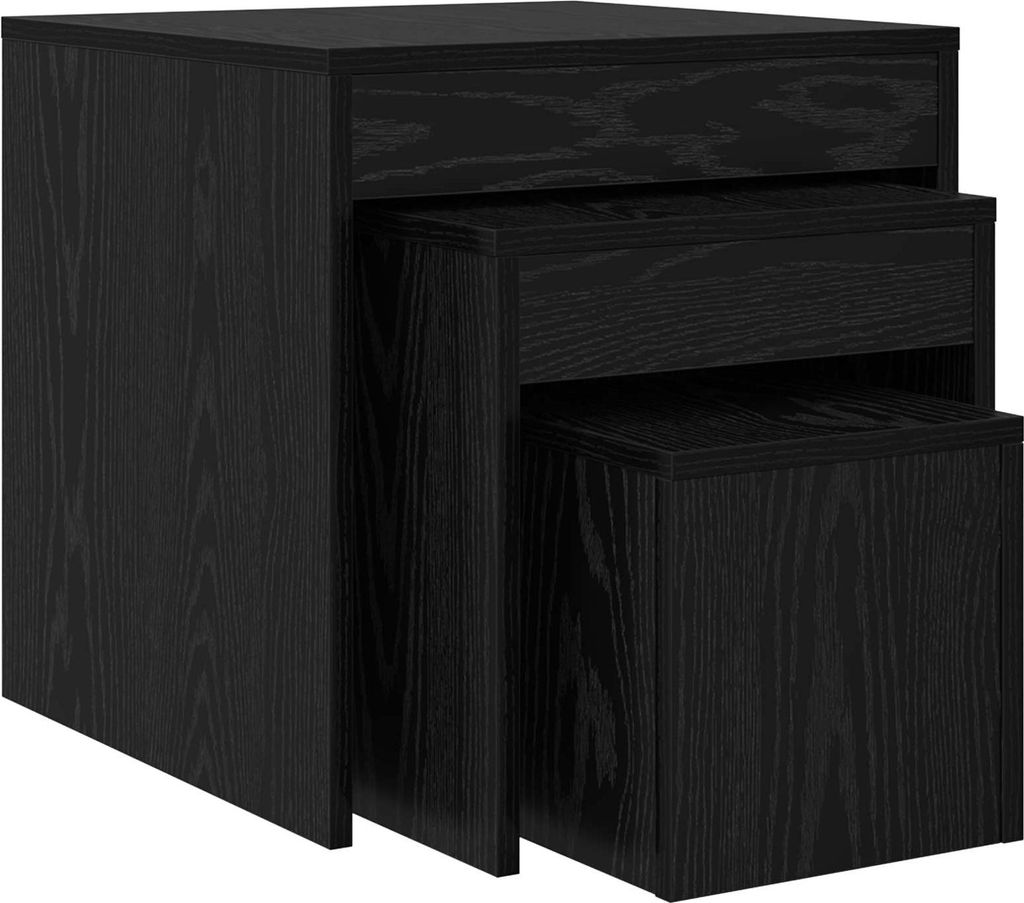 Couchtisch 3 pcs Schwarz Eichen-Optik Holzwerkstoff