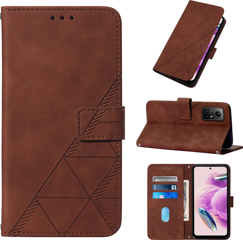 NEXCURIO Custodia A Libro Portafoglio Per Xiaomi 12 / 12X - Pelle PU Con Porta Carte, Supporto E Chiusura Magnetica - Marrone - 4