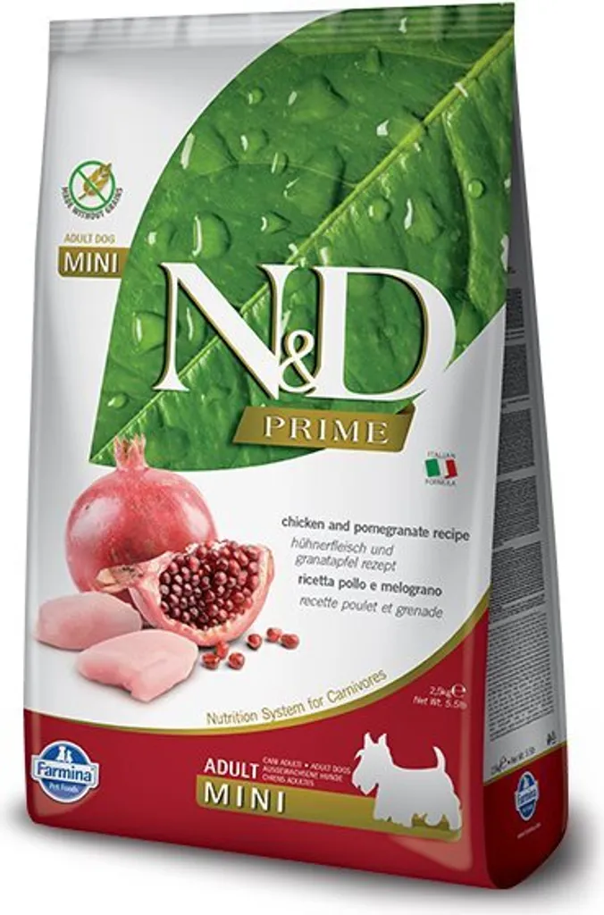 N&D Prime Adult Mini 2,5 kg Pollo e Melograno | Energia Grain Free
