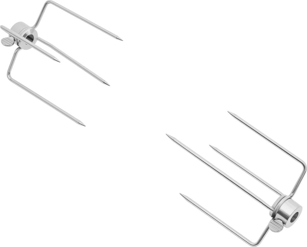 BBQ Rotisserie Gabeln - Drehspieß-Gabeln für Grill - 4er Set - 304 Edelstahl - Grillbefestigung - Silber