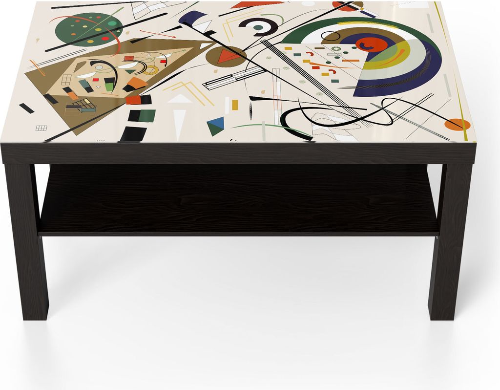 DEQORI Couchtisch 90x55 cm Schwarz 'Expressionistische Formen' Glas Beistelltisch