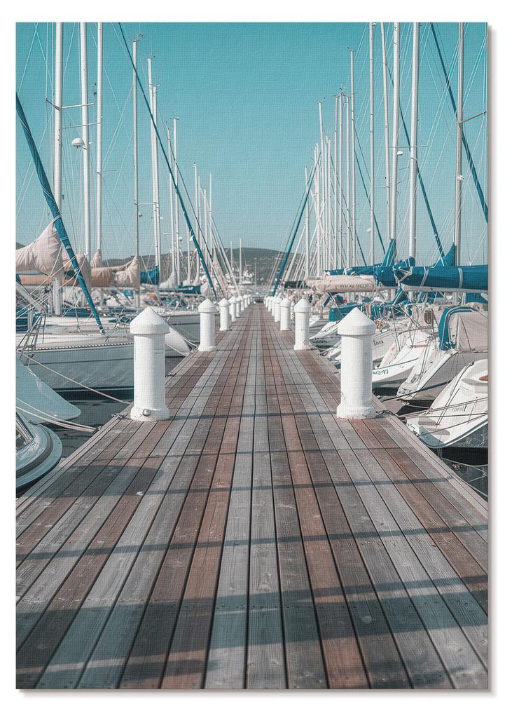 POSTER - 21x29 cm (A4) - Sic! - Yachthafen, Steg, blauer Himmel, Symmetrie - Wandbild für Wohnzimmer Schlafzimmer & Flur, Modernes Poster Wanddeko...