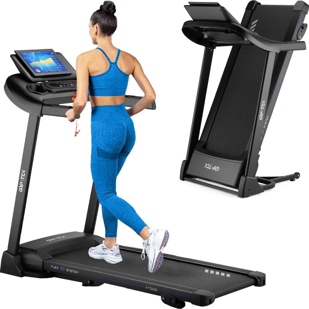 Gymtek Laufband für Zuhause, Walking Pad, Treadmill - bis 130 kg, 14 km/h - Klappbar, 15 Trainingsprogramme, LCD-Display - Fitness, Home Gym