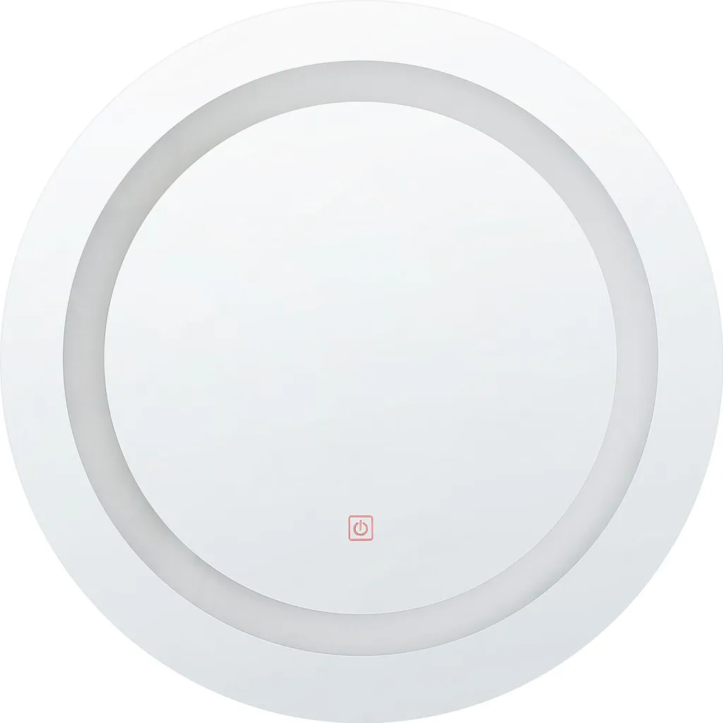 Miroir de salle de bain rond lumineux LED argenté moderne 58 cm tactile