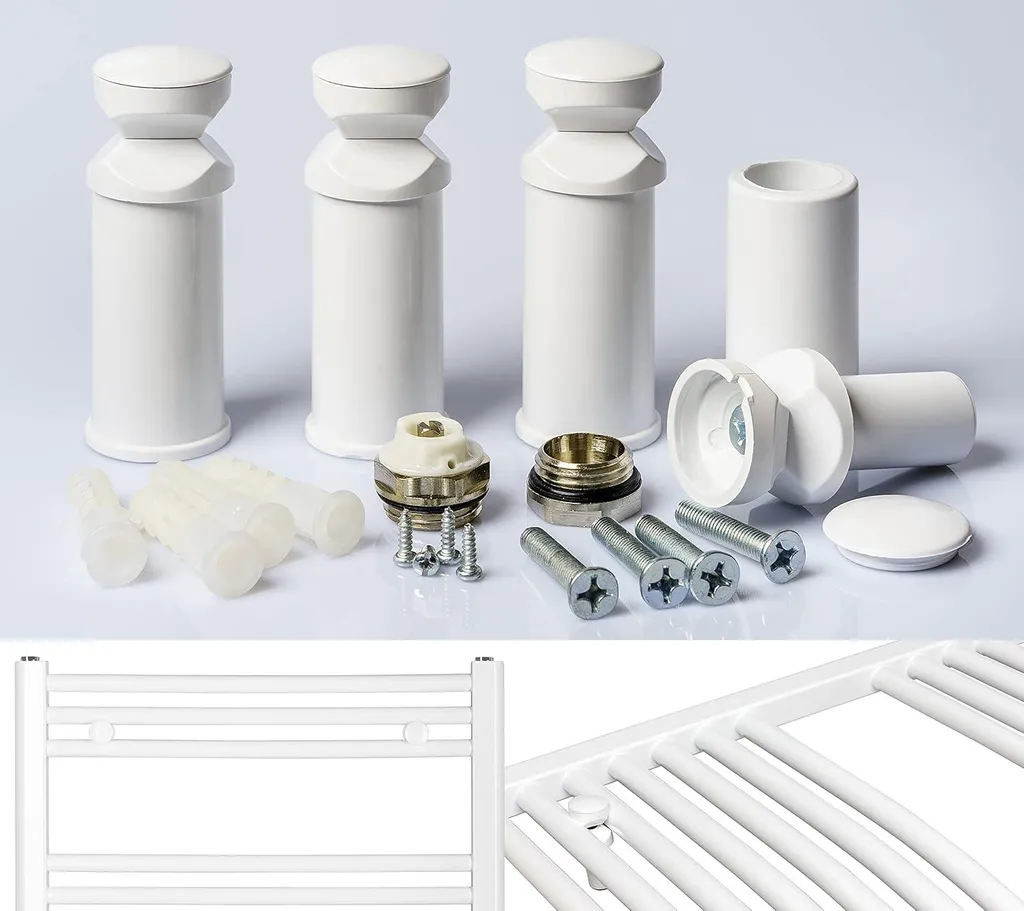 Fixation pour porte-serviettes chauffant blanc radiateurs droits et courbes