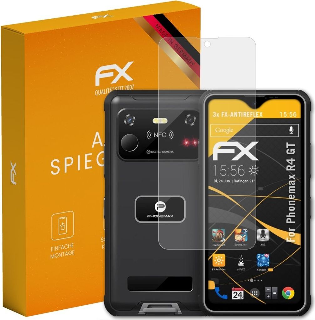 atFoliX FX-Antireflex 3x Schutzfolie kompatibel mit Phonemax R4 GT Displayfolie