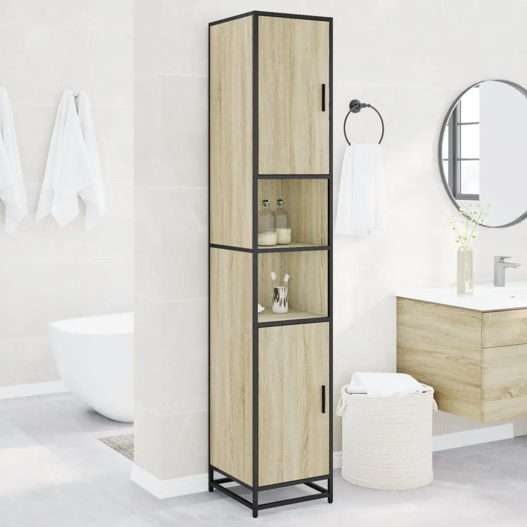 Maison Exclusive Armoire Salle de Bain Chêne Sonoma Bois et Métal
