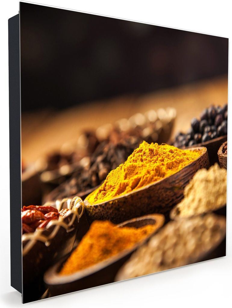 Nachbildung-Schlüsselkasten, Magnetpinnwand und Memoboard mit Glasfront Motiv Gewürze von Nahem