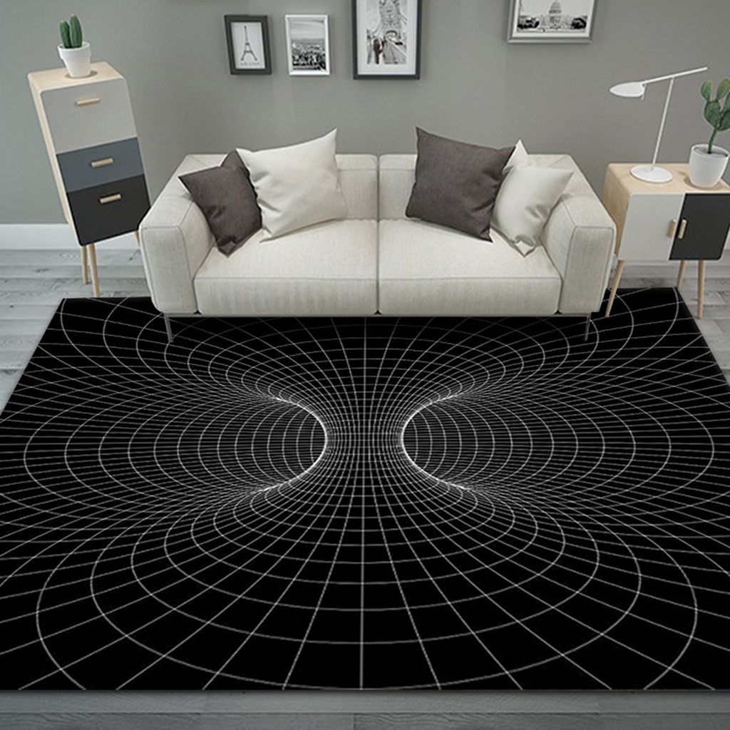 Tür Mat Mat abstrakte geometrische Muster nicht rutscher Polyestermaschinen waschbarer 3D-Illusionsteppich für Schlafzimmer-1 ,Größen:50*80cm