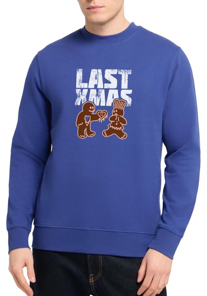 Spreadshirt Last Xmas Lustig Lebkuchen Herz Weihnachten Uni Pullover, XL, Royalblau