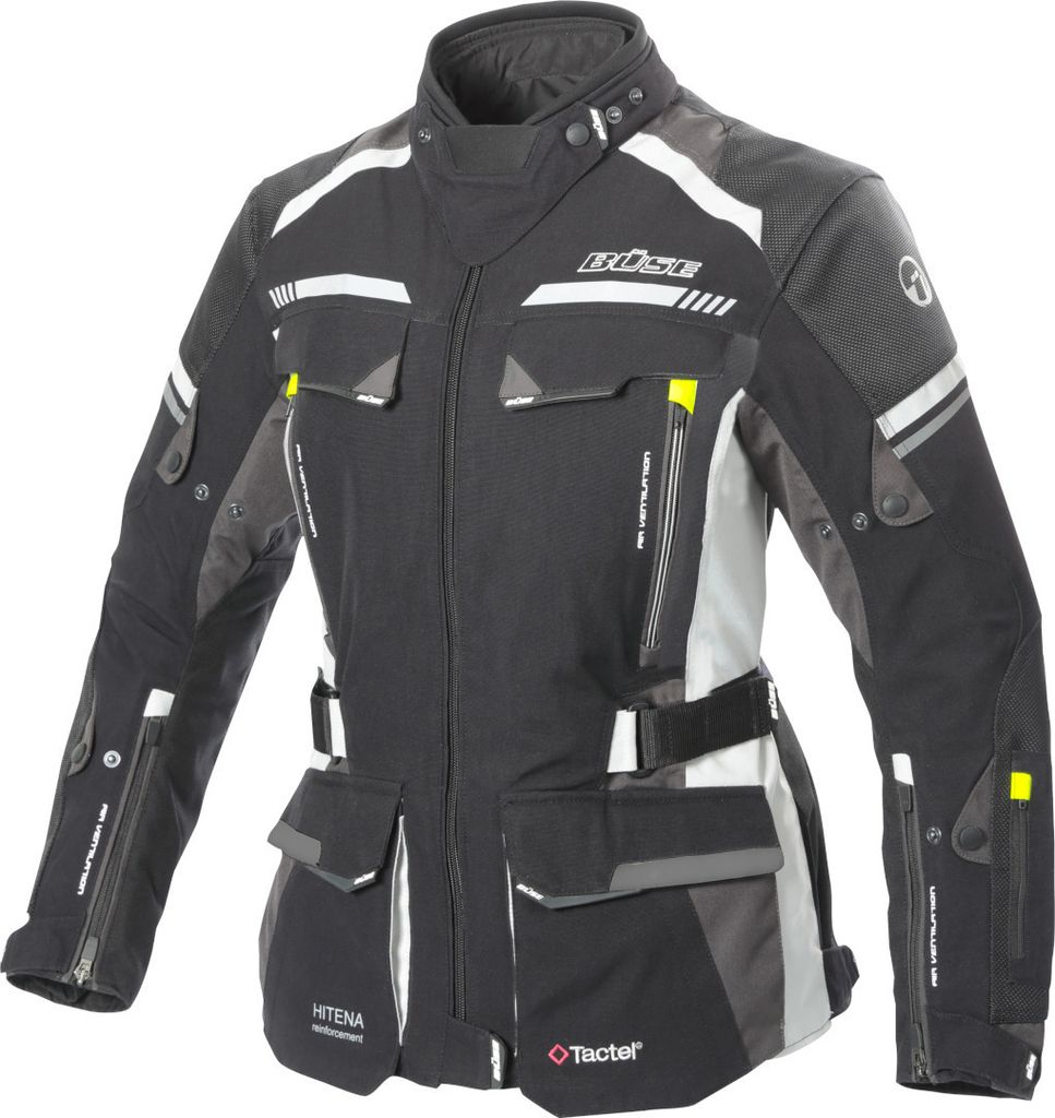 Büse Highland 2 Damen Motorrad Textiljacke, schwarz/grau, 56