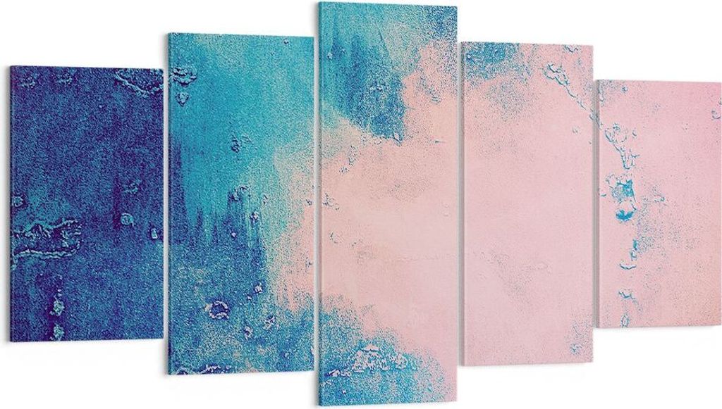 Bild auf Leinwand - Leinwandbild - 5 Teile - Abstraktion Rosa Blau - 160x85cm - Wand Bild - Wanddeko - Wandbilder - Leinwanddruck - Bilder - Wandde...