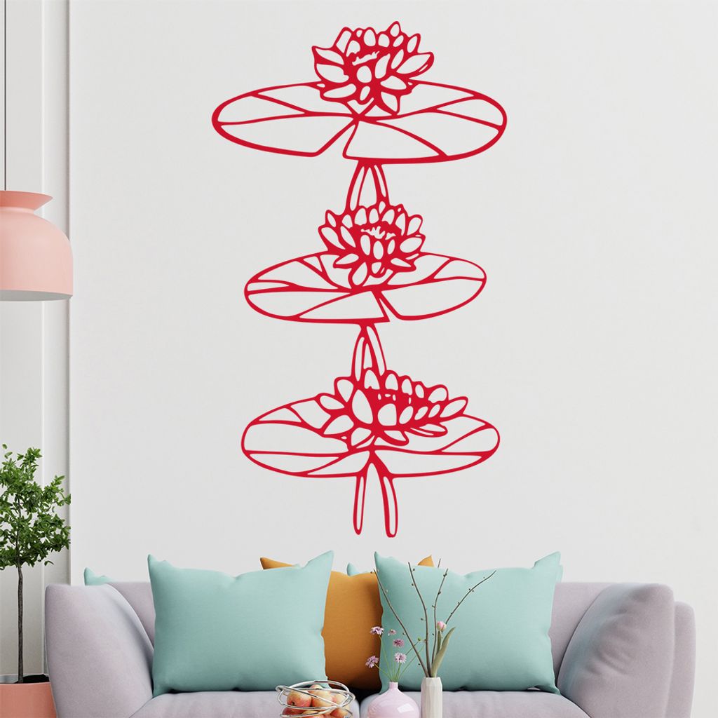 Seerose - Pflanzen Wandtattoo in 6 Größen - Wandaufkleber Wall Sticker - Dekoration, Küche, Wohnzimmer, Schlafzimmer, Badezimmer
