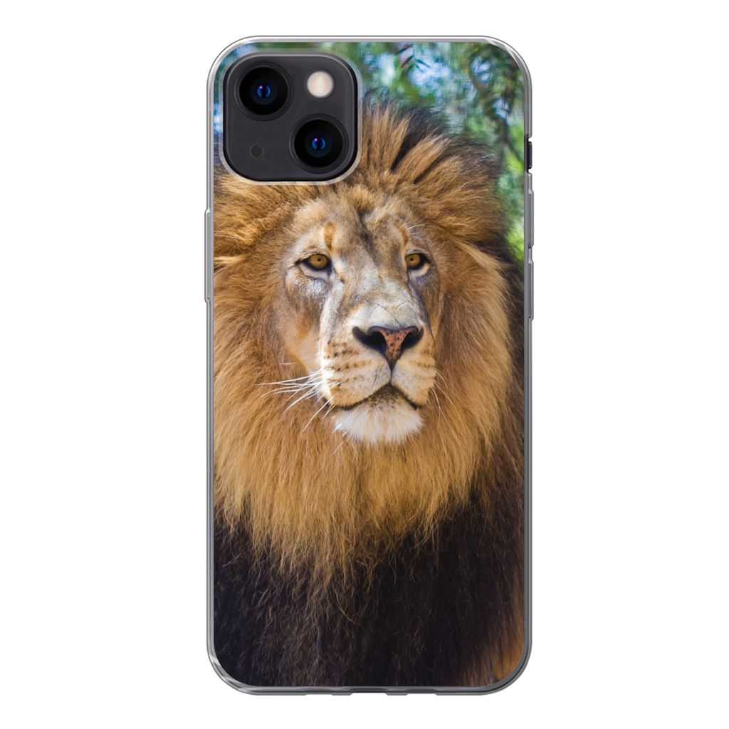 MuchoWow Handyhülle Schutzhülle Hülle für iPhone 13 Löwe - Natur - Tier Silikon Softcase Handy Hülle - Karteninhaber