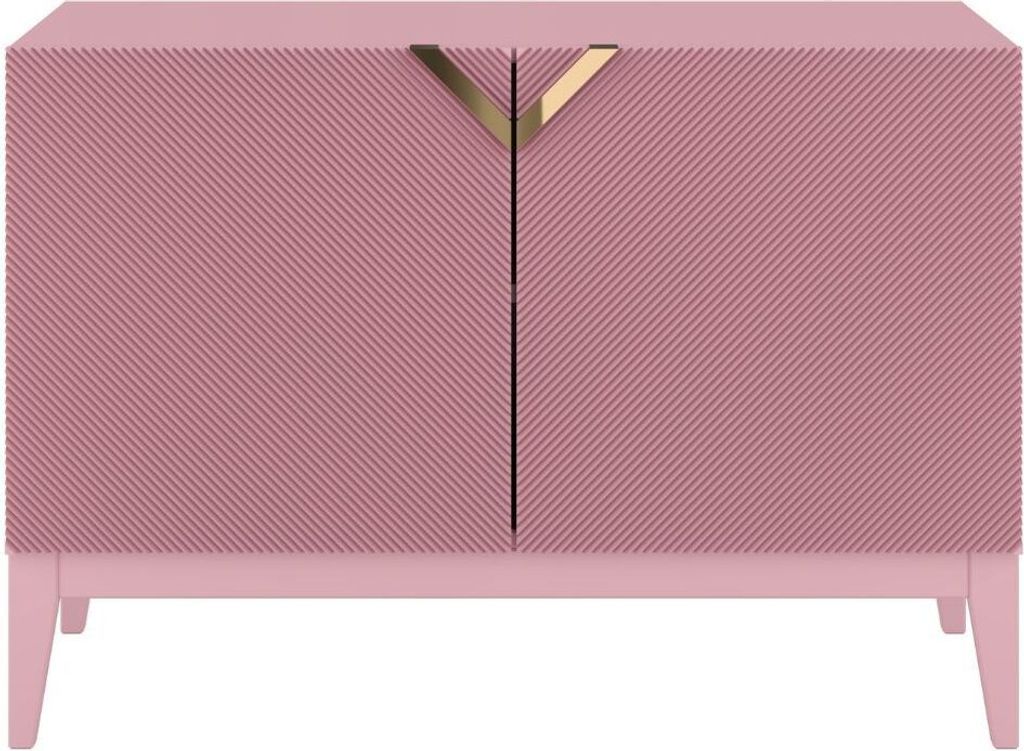 Visby Demi Long 2D Kommode Mit Gefrästen Fronten / Massive Buche / TV-Lowboard Mit 2 Türen / TV-Schrank Mit Dekorativen Fronten Und Goldgriffen /...