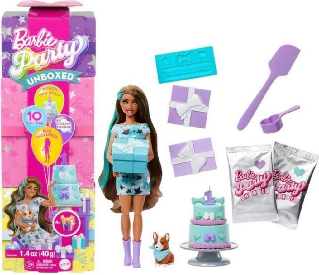 Barbie Party Chien Bleu, Spielzeug für Kinder 3-10 Jahre, Modell JFG72