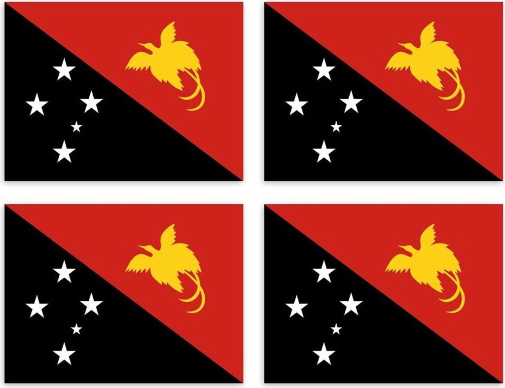 Kiwistar Aufkleber 4-er Set 4,5 x 3,4 cm Papua-Neuguinea - Land Staat Autoaufkleber Flagge Länder Wappen Fahne Sticker Kennzeichen - Auto - Fahrra...