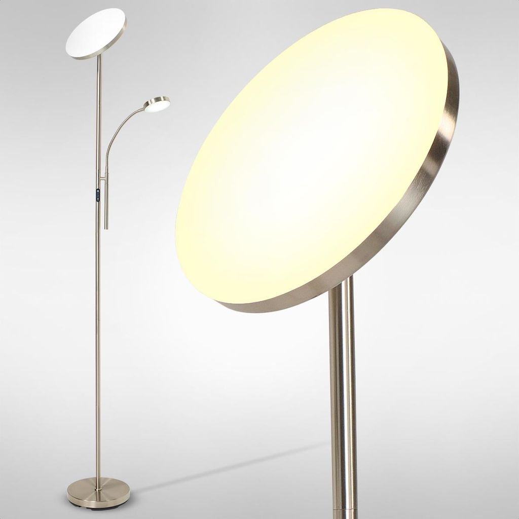 Auronic Stehlampe - Standleuchte Industriell - 181cm - LED - Dimmbar und Schwenkbar - Geeignet für Wohnzimmer - Silber