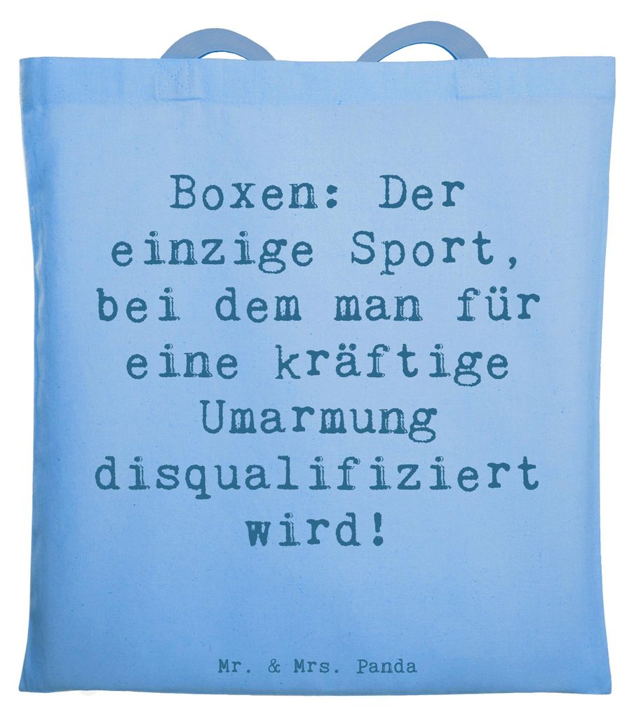 Mr. & Mrs. Panda Baumwollbeutel Spruch Boxen Umarmung - Sky Blue - Geschenk, Tasche, Trainer, Sportart, stoff shopper, Shopping, Sportler, Jutetasc...