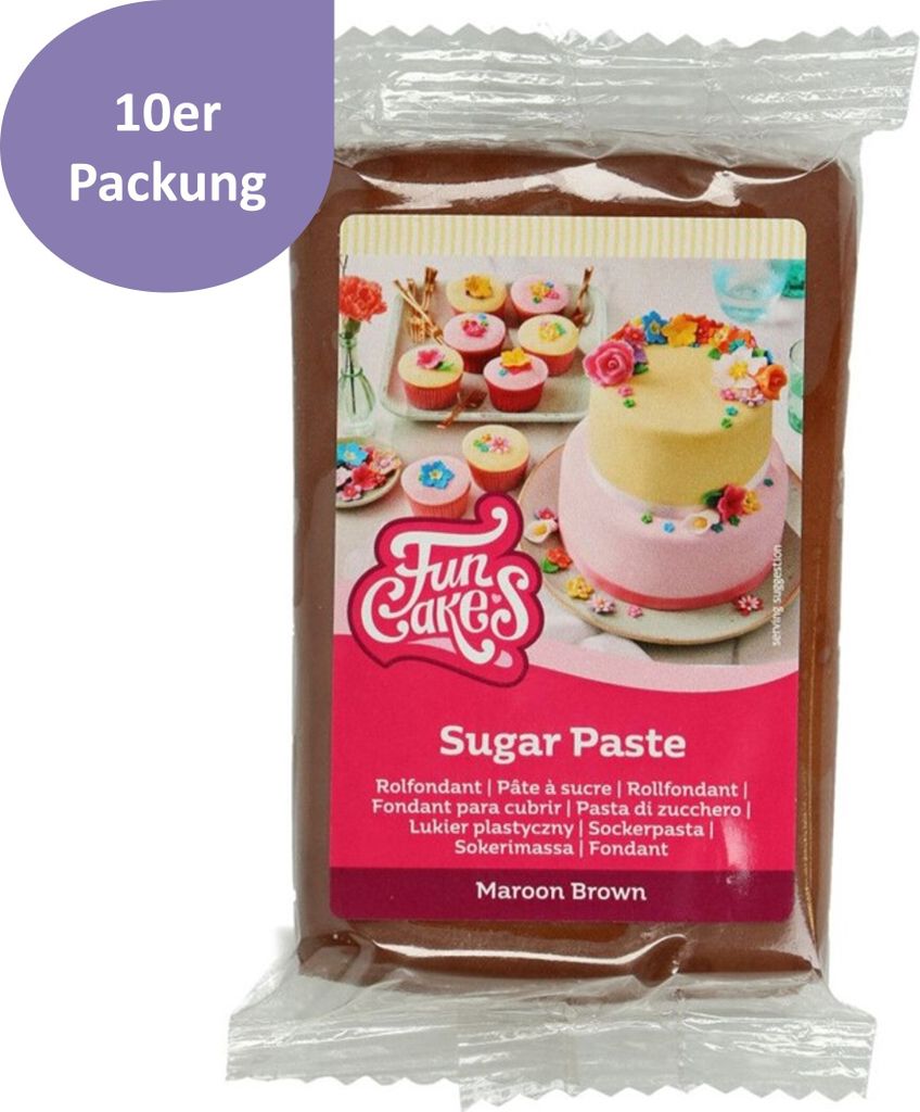 10x FunCakes Fondant Maroon Brown 250g