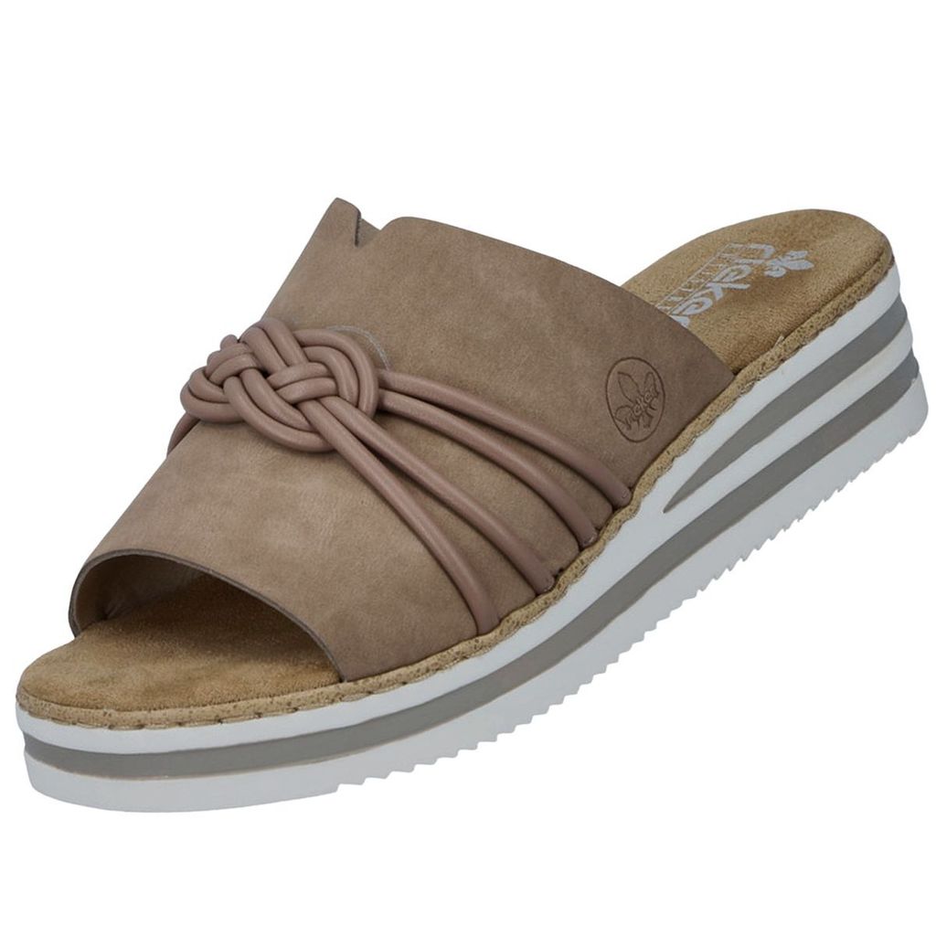 Rieker, muli con zeppa da donna, beige Immagine del prodotto 