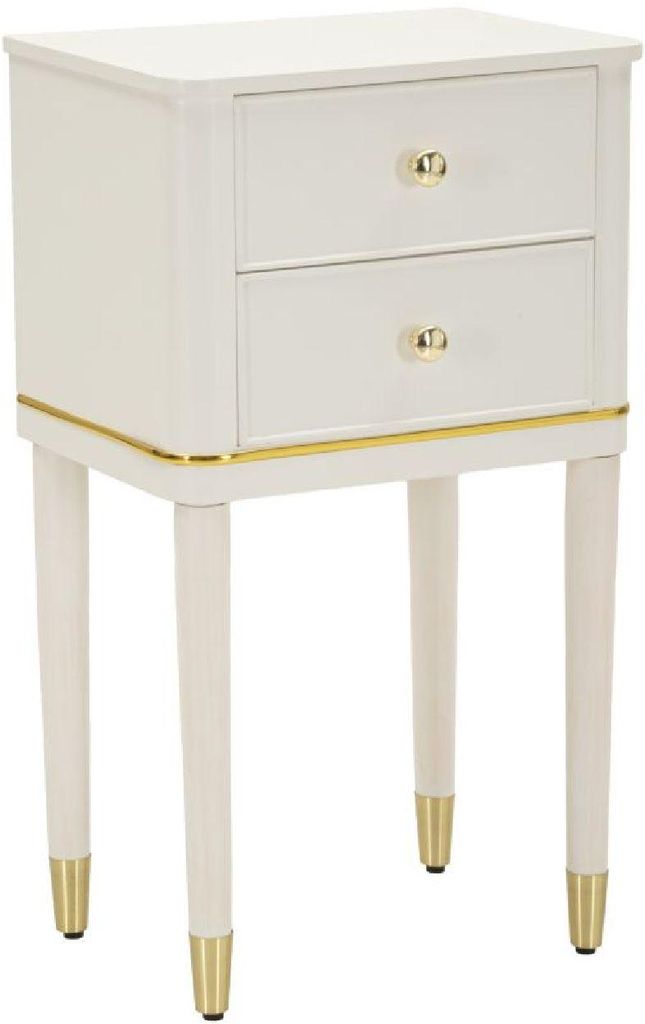 Mauro Ferretti Nachtschrank Camille Weiß Gold 40x30x71 cm Produktbild 